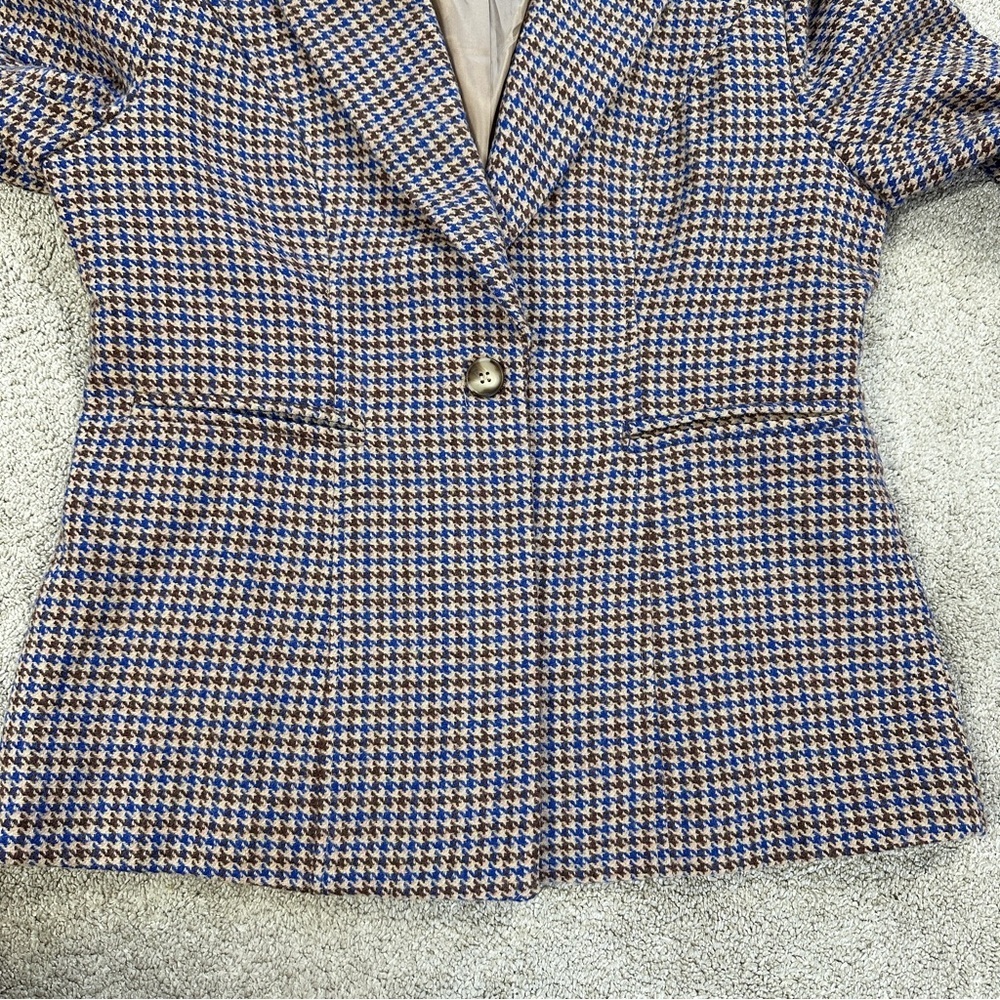 &merci Women’s Sloan Houndstooth Blazer Puff Sleeve Classic in Brown Size L - Picture 6 of 16